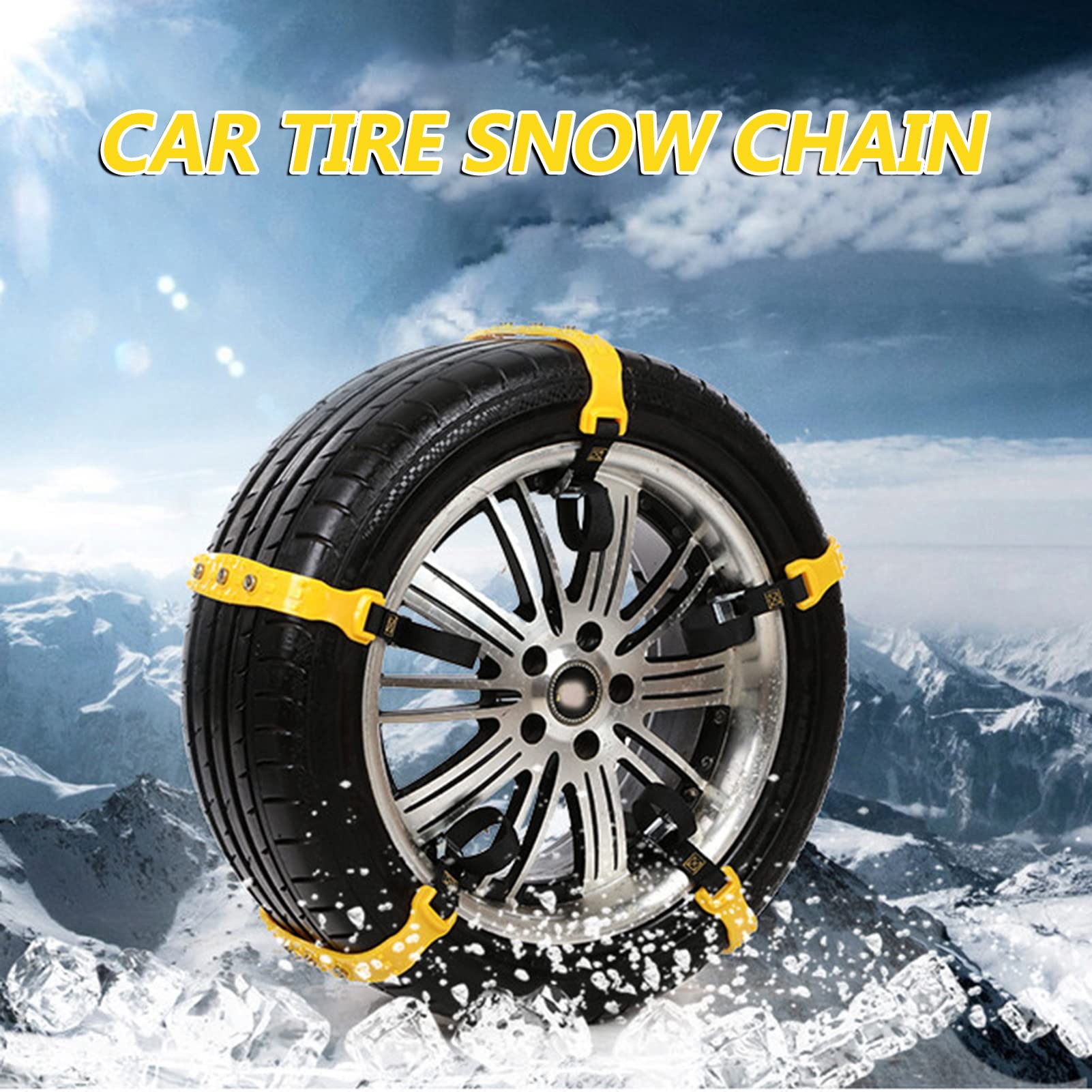 Catene da neve per pneumatici per auto da 10 pezzi per SUV e camion leggeri, cinghie di trazione regolabili per larghezza pneumatici da 165 a 285 mm, ausili per la trazione di