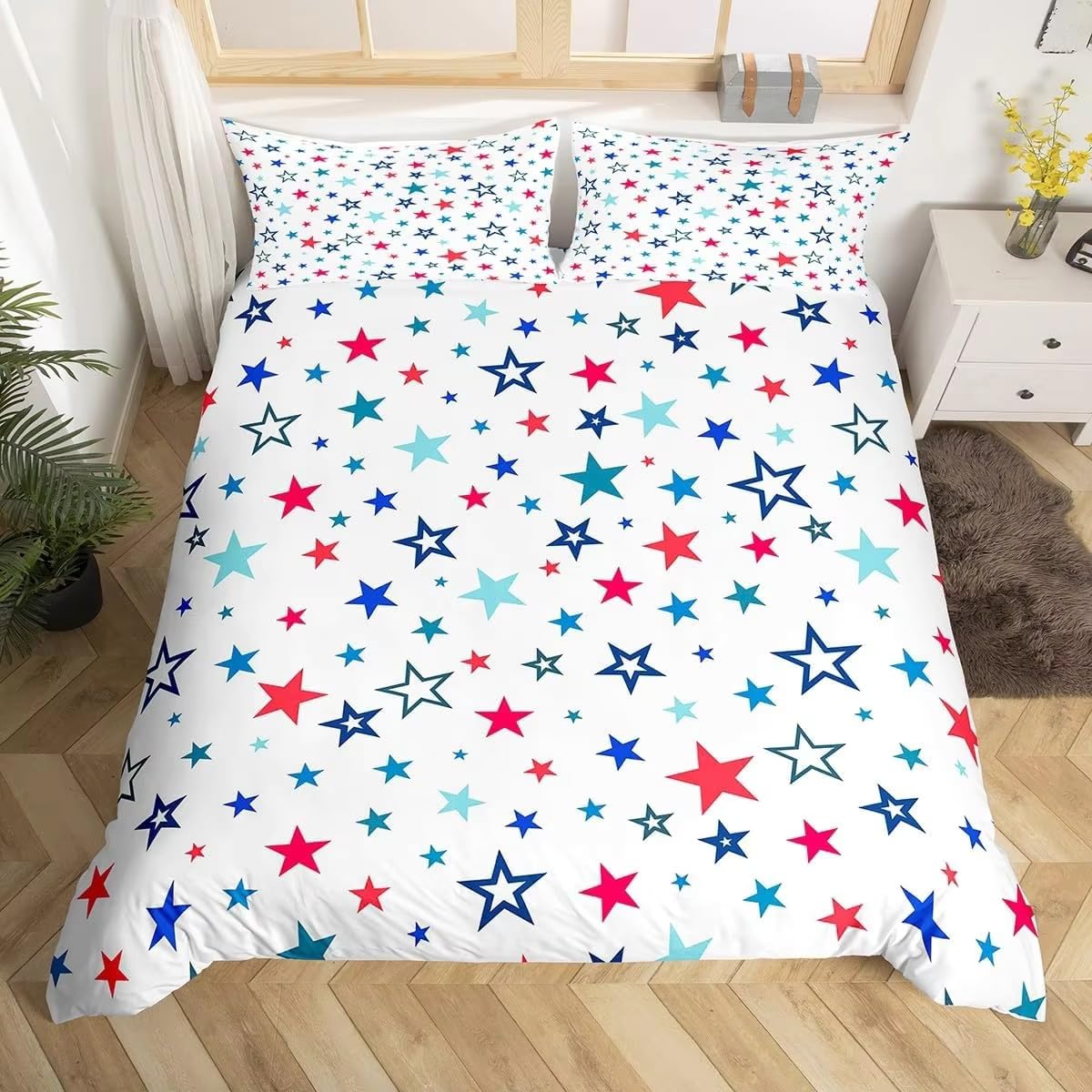 Housse de couette 2 personnes étoiles 220x240 pour des nuits douces et un sommeil réparateur