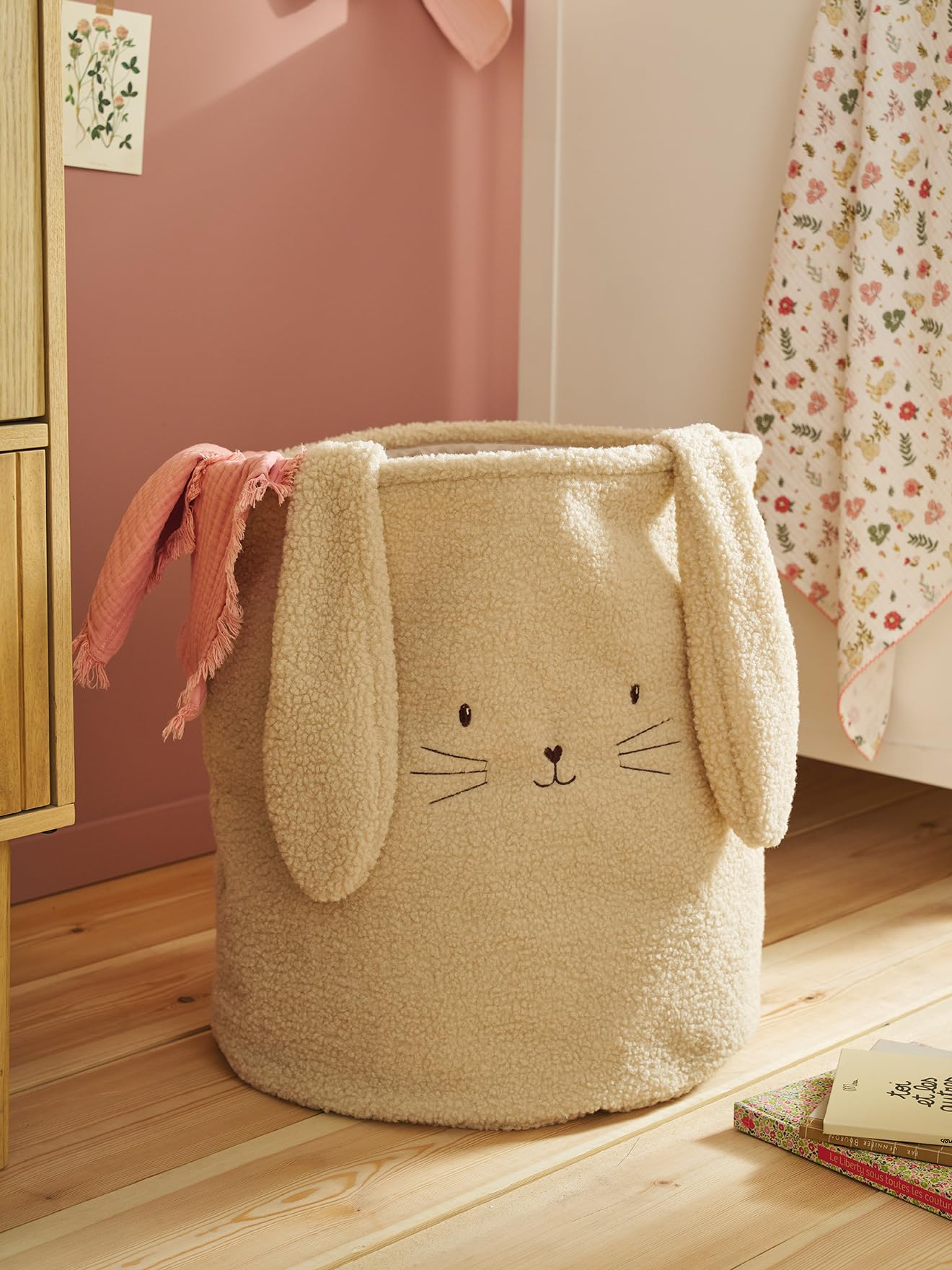 VERTBAUDET Panier de rangement lapin en sherpa sable TU