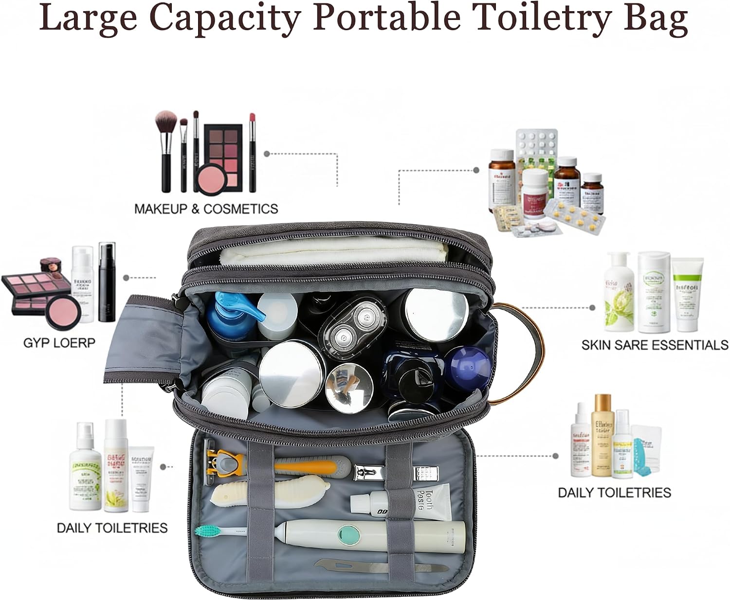2 Pack Men's Toiletry Bags Pu,Travel Toiletry Organizer, Waterproof Shaving Kit Pouch For storing daily essentials like toiletries and cosmetics,Black (Canvas Black) image 2