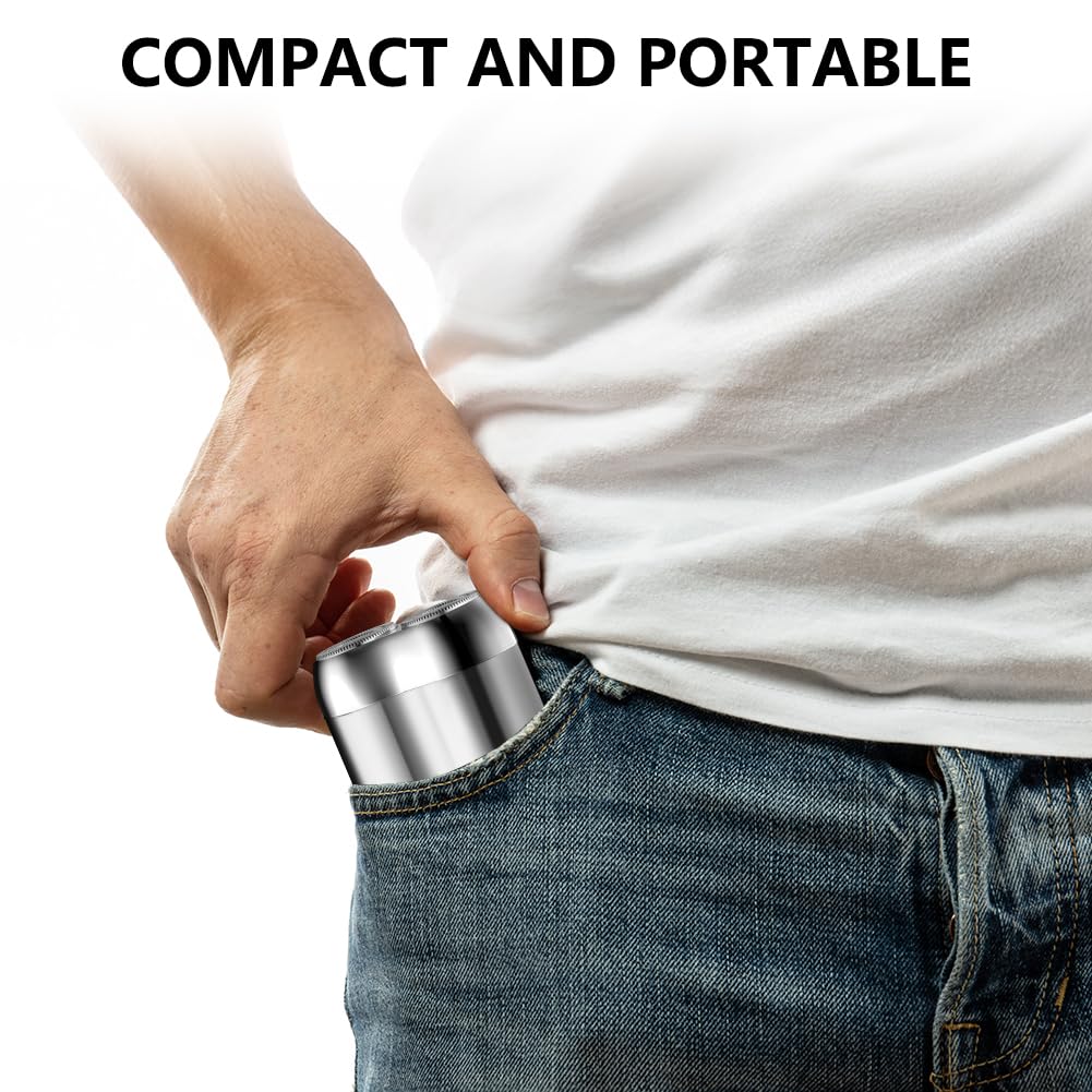 LOPHE Mini Rasoir Électrique pour Hommes IPX7 Étanche – Rasoir de Magnétique Voyage Rechargeable USB, Lames Haute Vitesse 7000 tr/min, Usage Sec/Humide,Portable Shave pour maison, voyages,Argenté