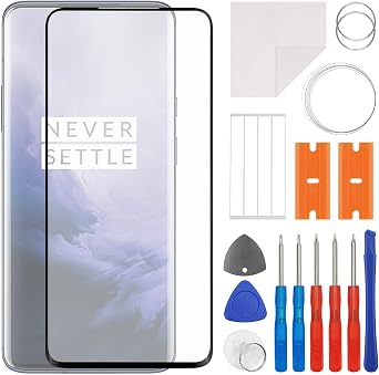 Front Screen Glass Outer Panel Lens Replacement +OCA Compatible with Oneplus 7 Pro 6.67" Black with Repair Kit