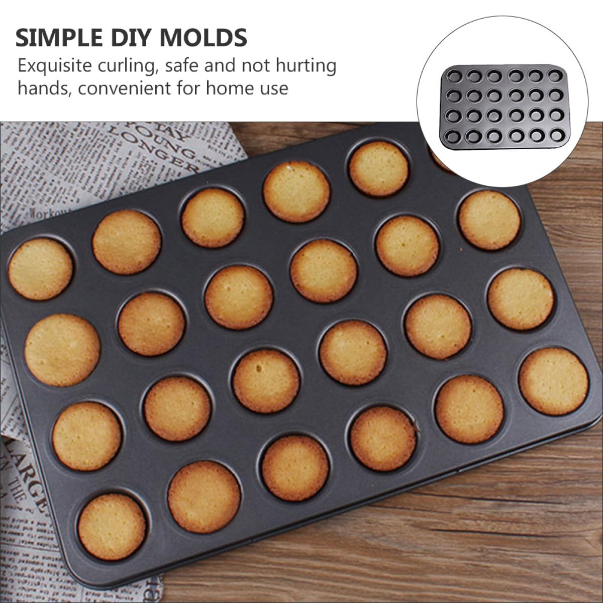 Didiseaon Moldes para Cupcakes Reutilizables 24 Cavidades Antiadherentes, Moldes Prácticos para Hornear Saludables en Silicona Resistente hasta 230°c, Bandejas para Muffins Diy, Utensilios