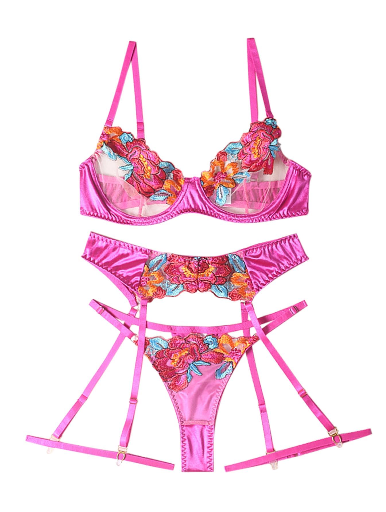 Lilosy Sexy Lingerie Set 3 Piece Women Outfit Bra and Panty