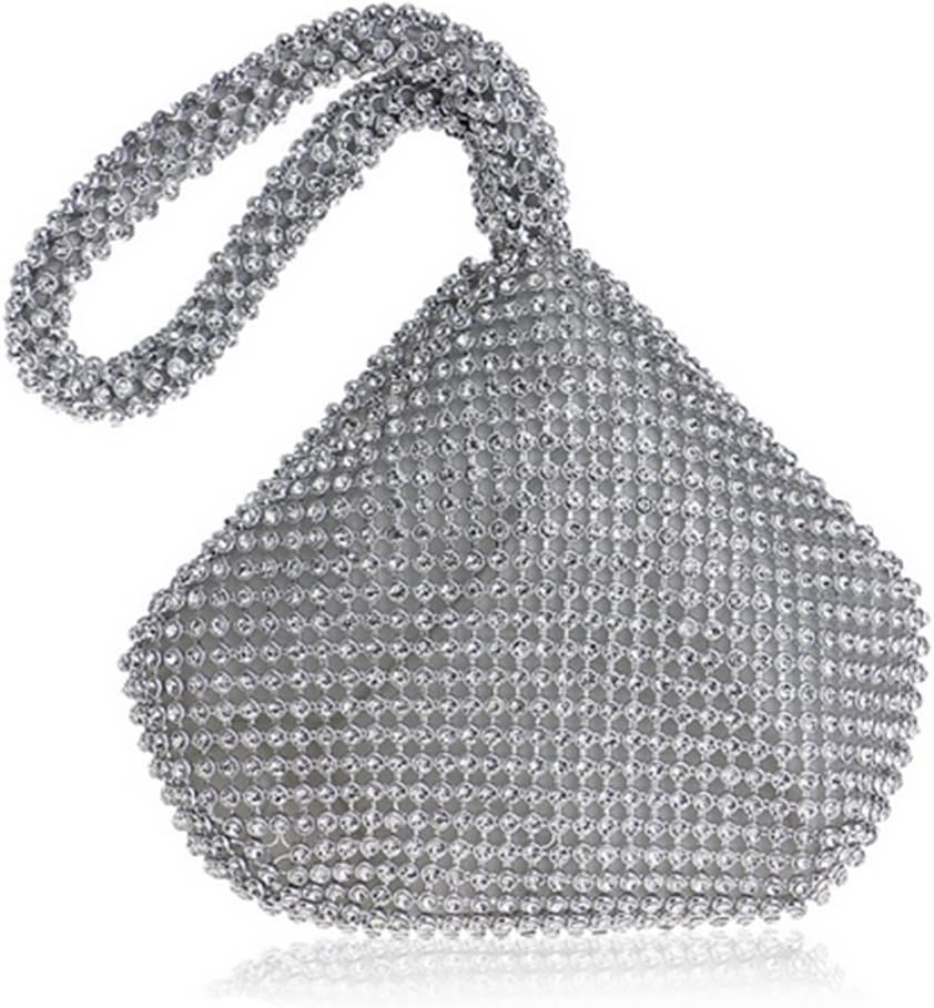 Women's Evening Clutch Handbag Triangle Full Rhinestones Purse for Party Prom Wedding (Sliver)