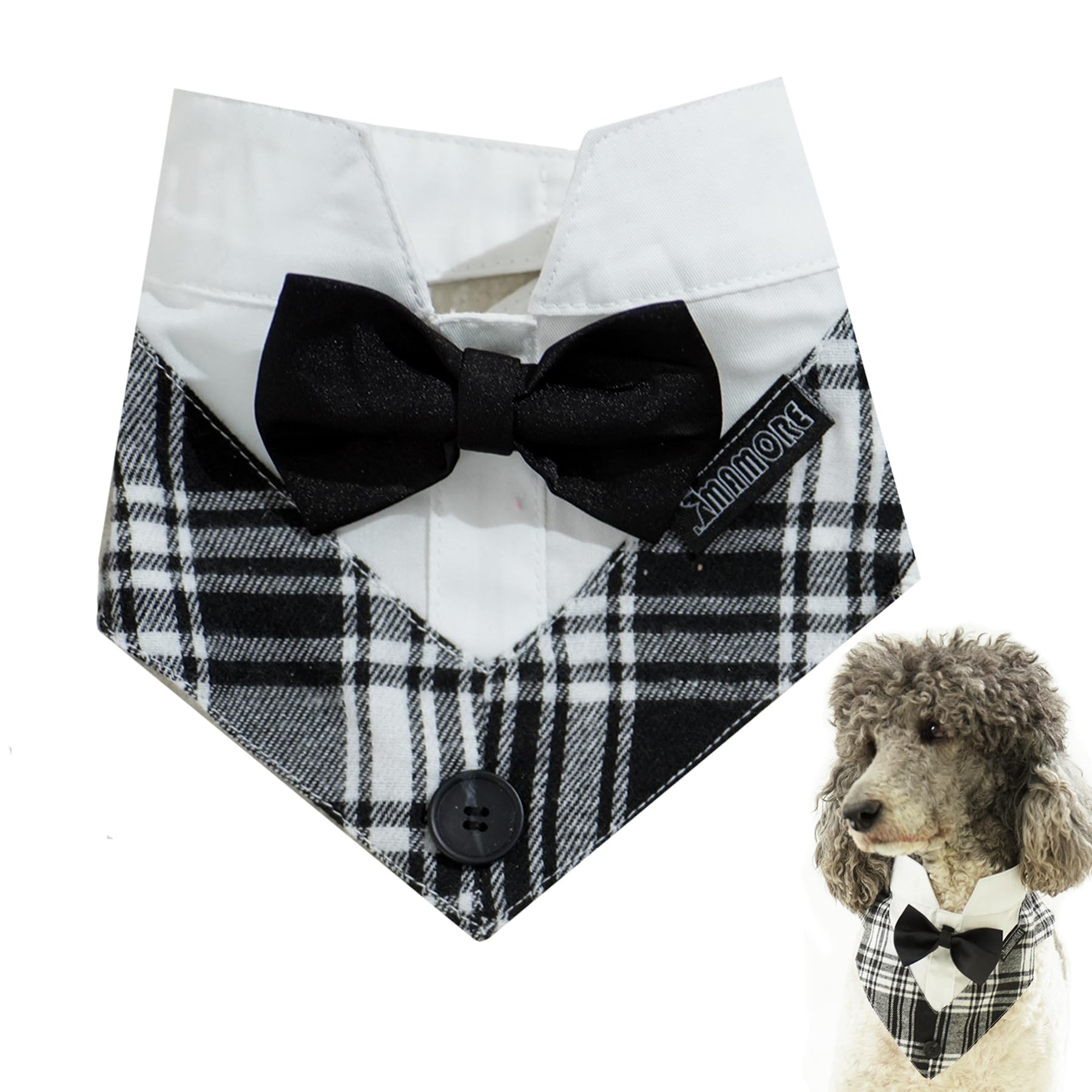 Dog Tuxedo Wedding Suit Shirt with Bow Tie, Formal Outfit Tux Attire for Puppy Small Medium Dogs Cats Costume (Black Tux, Large)