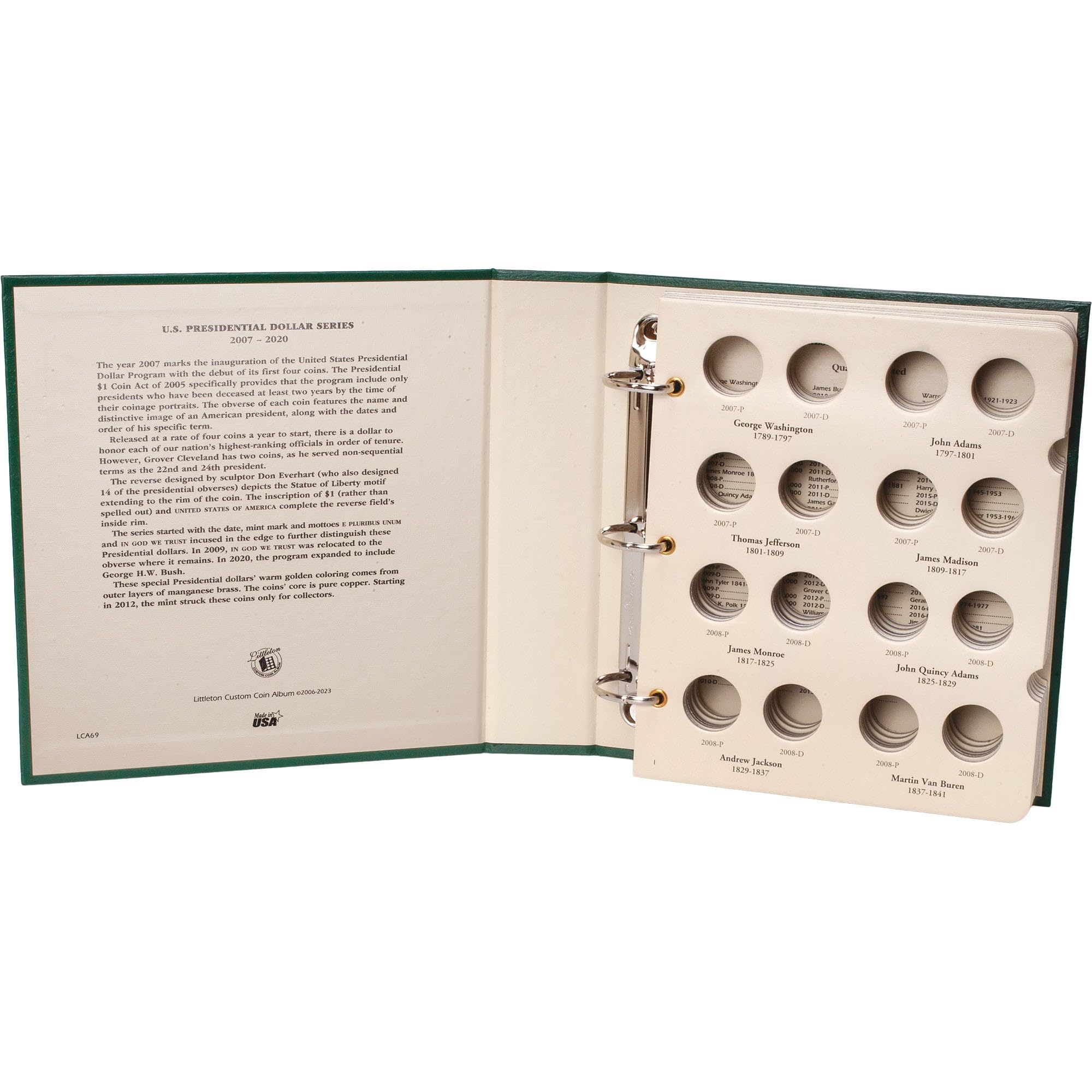 Littleton Coin Company 2007-2020 P&D Presidential Dollar Album Coin Storage