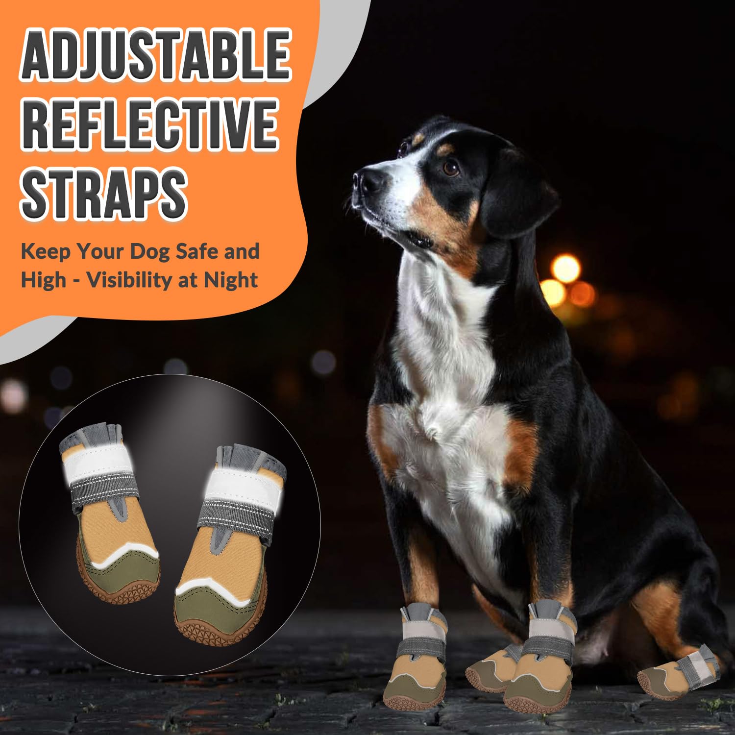 Eyein Dog Boots Paw Protector, Breathable Dog Boots for Injured Paws Waterproof, Dual Adjustable Washable Non-Slip Dog Shoes for Walking, Reflective Dog Shoes for Small Medium Large Dogs(2pcs) — view 23