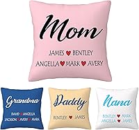Vista 1 de Fundas de almohada personalizadas para mamá, papá, abuela, funda de almohada personalizada con nombres de niños, funda de almohada personalizada