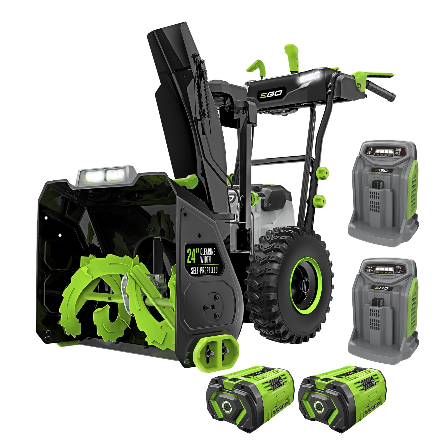 EGO Power+ 24" Electric Snow Blower, Cordless Self-Propelled 2-Stage, Includes (2) 56V 10.0Ah Batteries and (2) Rapid Chargers