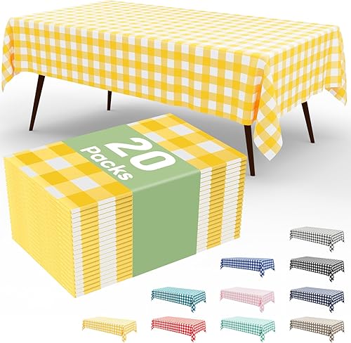 Miniatura 10 de misaya Paquete de 4 manteles desechables de búfalo, mantel de plástico impermeable de 54 x 108 pulgadas, manteles rectangulares a cuadros azules y