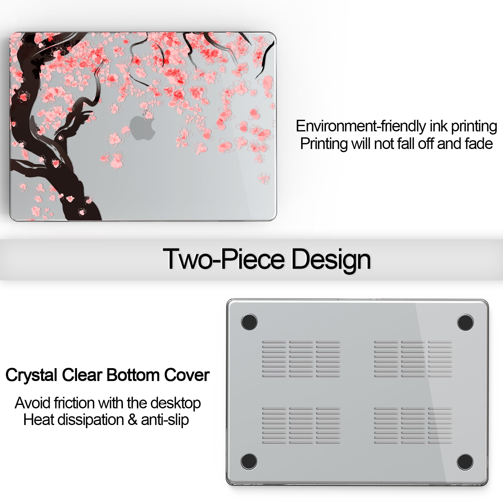 Funda Compatible con MacBook Air de 13.6 Pulgadas, Modelo de versión 2025-2022, Chip A3240 M4 A3113 M3 A2681 M2, Funda rígida con patrón Impreso para MacBook Air 13.6, Flores de Cerezo A9
