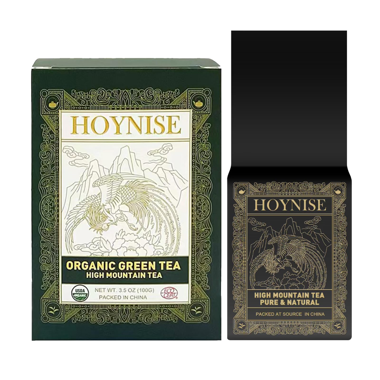 HOYNISE - Organic Green Tea Loose Leaf - Rich in Antioxidants - High Elevation Grown - Fresh & Smooth Flavor - Enjoy Hot or Iced,100g/3.5oz
