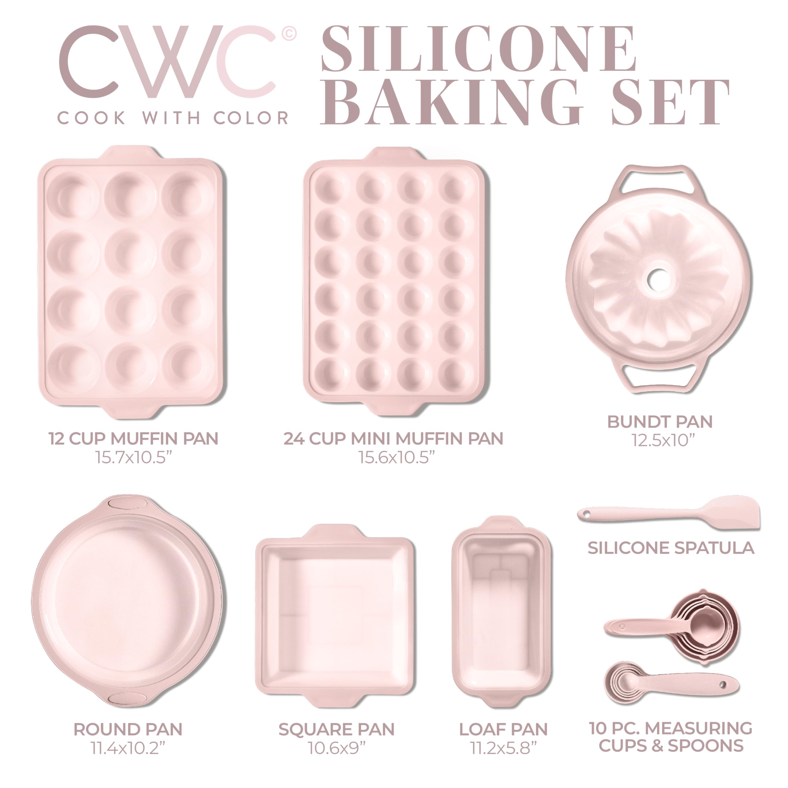 COOK WITH COLOR 17 Stück Silikon Backformen - Antihaftbeschichtung und leicht zu reinigende Silikon-Muffinpfannen zum Backen mit stabilem Metallrahmen für Stabilität, flexible Kuchenformen