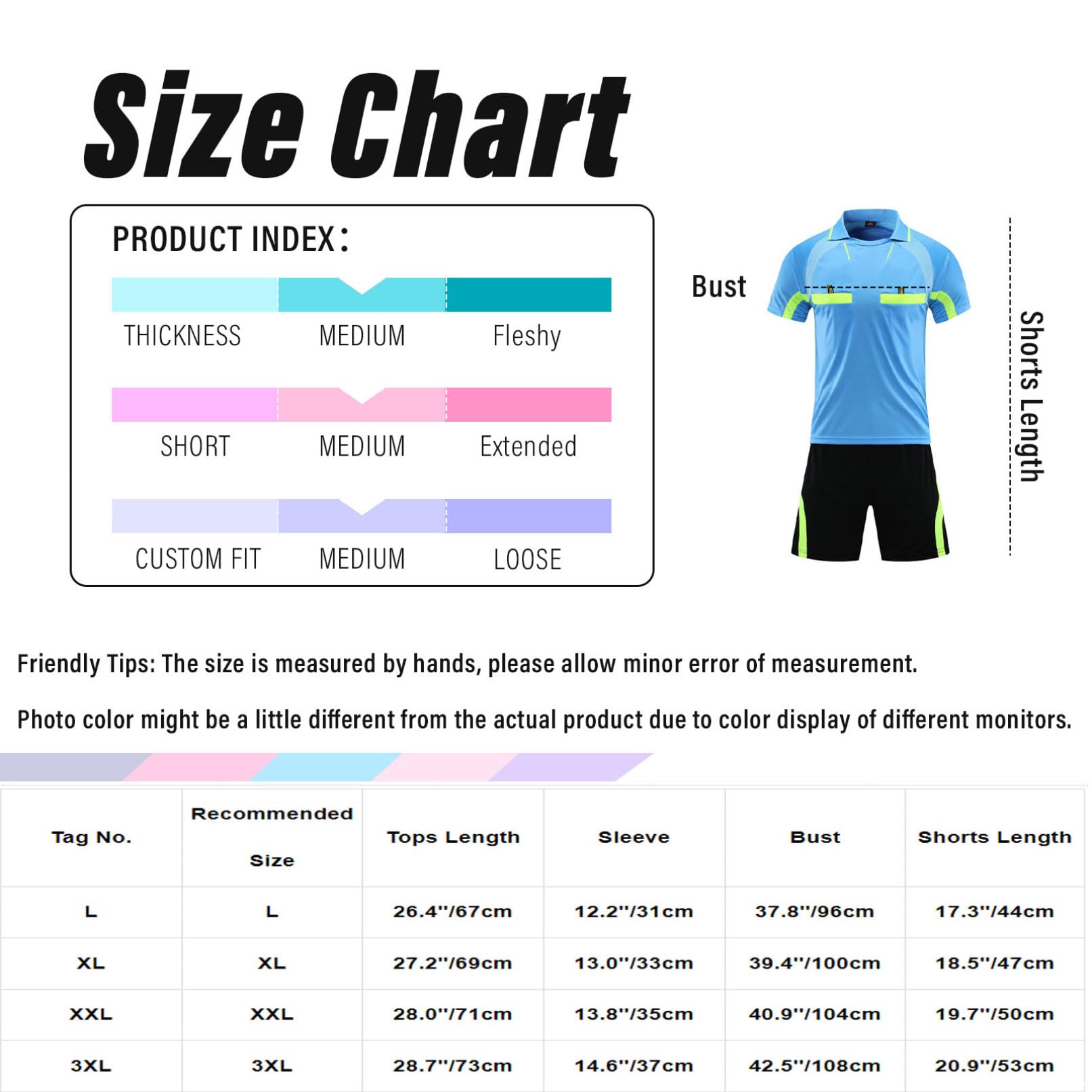 TiaoBug Traje De árbitro De Fútbol Para Hombre Camiseta De Manga Corta + Pantalones Cortos Con Cintura Elástica Uniforme De Partido Ropa Deportivo