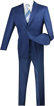 VINCI 2 Button Single Breasted Classic Fit Gabardine Suit 2AA-Navy-48S