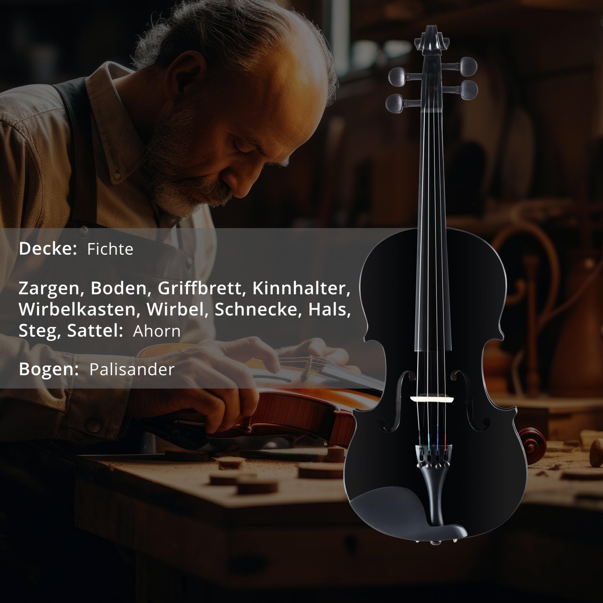 Classic Cantabile VP-100BK Conjunto De Violín 4/4 Negro, Tamaño: 4/4
