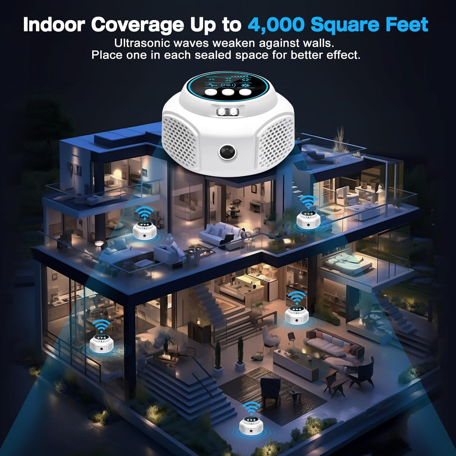 Ultrasonic Pest Repellent Indoor Plug in, Mouse Trap for Home Mice Repellent Rodent Repellent, Keep Away Mouse, Rats, Squirrels, Bats, Roaches, Spiders, Suitable for Room, Attics, Garages(White)