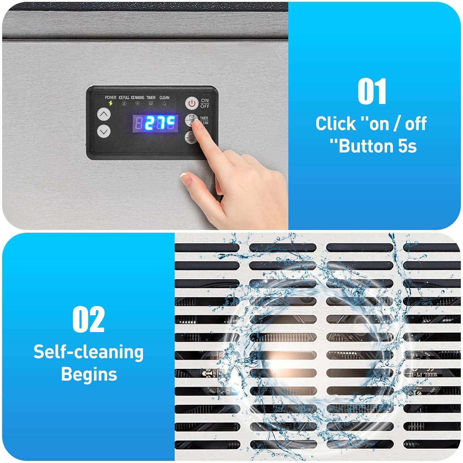 Ice Maker 59kg/24H Output & 12L Storage | 22mm High-Density Cubes & Auto Sanitization Cycle - SUS304 Commercial-Grade Unit for Hotels, Restaurants, Beverage Factories