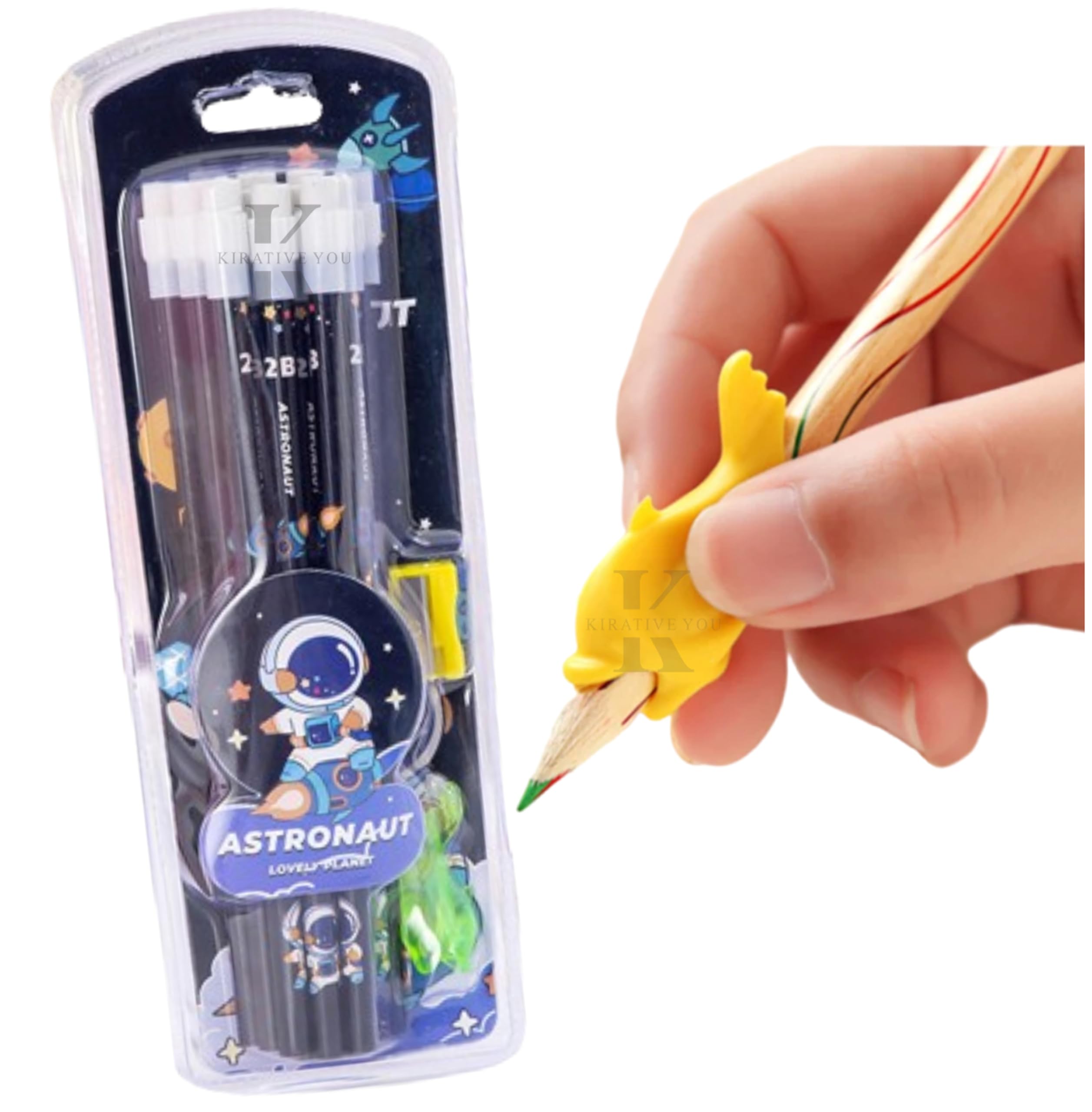 KIRATIVEYOU Astronaut Pencils with Erasers on Top and a Sharpener, Best Birthday return Gifts for kids and students. (Black, 12 pencils, 1 Sharpener, 1 Pencil Grip) (B0CXQ4DX1W) Amazon Price History, Amazon Price Tracker