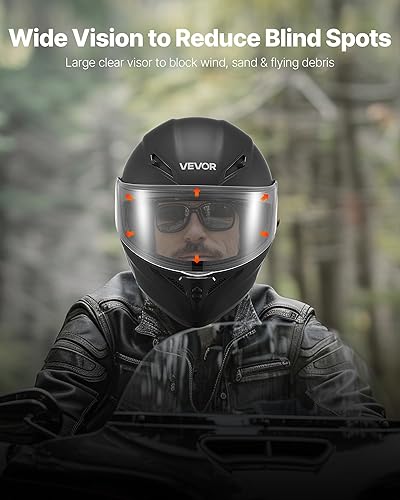 Miniatura 4 de VEVOR Motorcycle Helmet DOT Approved, Adult Motocross Dirt Bike Helmet with Large Clear Visor, Comfortable Motorbike Racing Street with Detachable