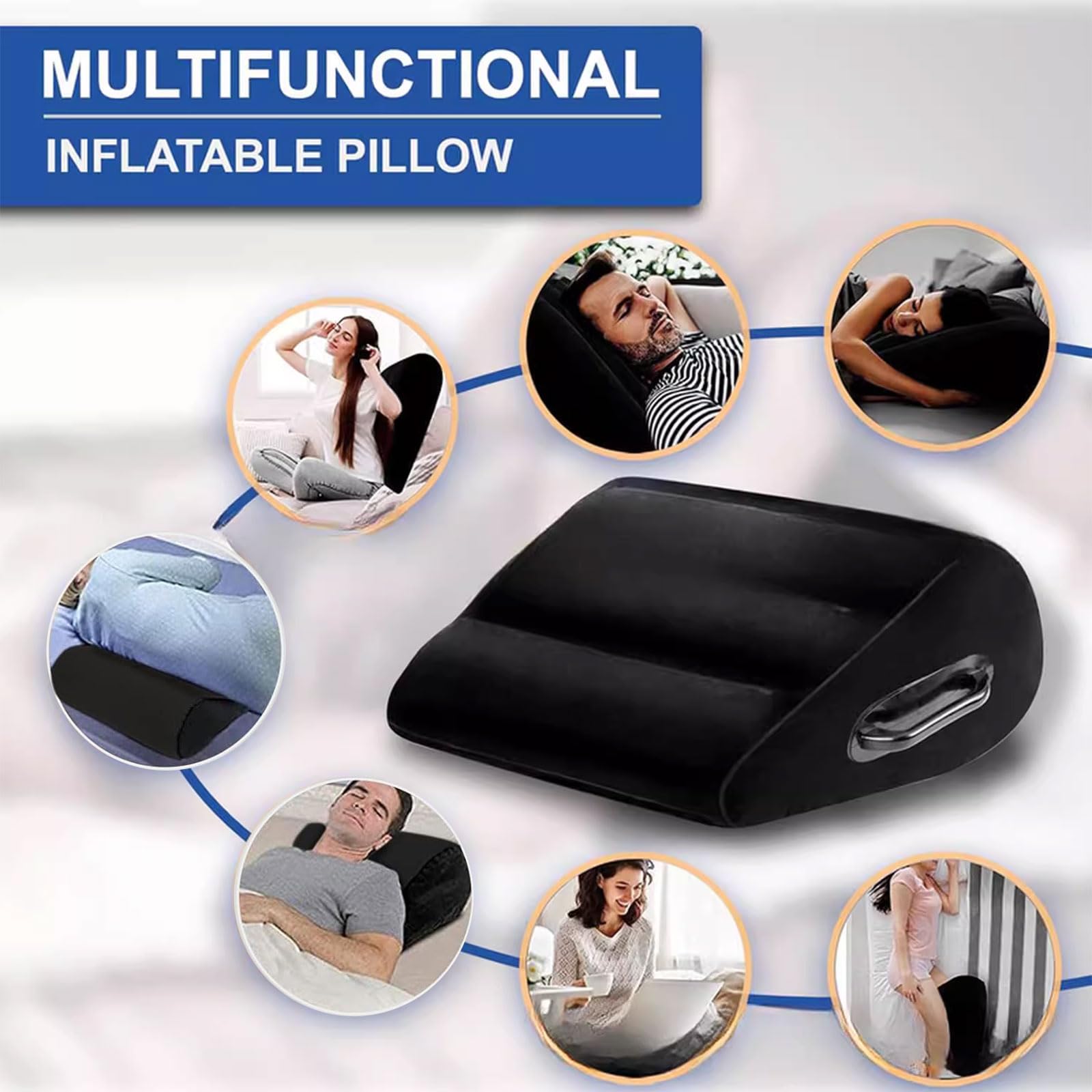 Montesy Inflatable Pillow For Bed Back Leg Adjustable Air Cushions With PVC Flockeds Surfaces Relief