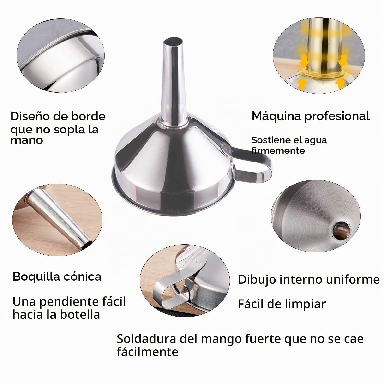 Embudo PequeñO De Acero Inoxidable Embudo De Filtrado Juego Con Colador Juego Filtro Tamiz Conjunto Acero Inoxidable