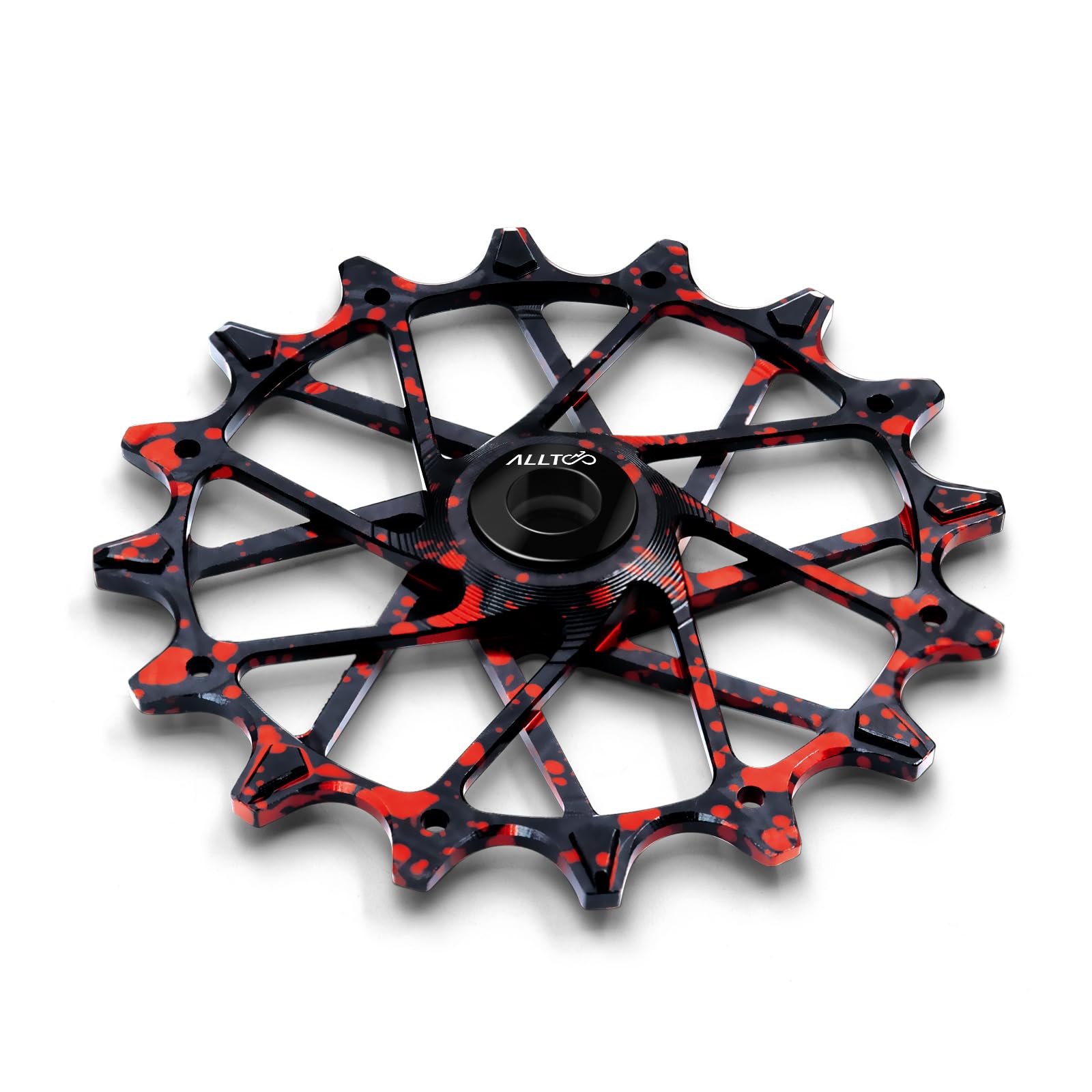 Bicycle Part Oil Resistant Rear Derailleur 16T/14T12T for Sram for Shimano Jockey Wheel Guide Ultralight Aluminium Frame Ceramic Bearing (16T-Black Red Camouflage)