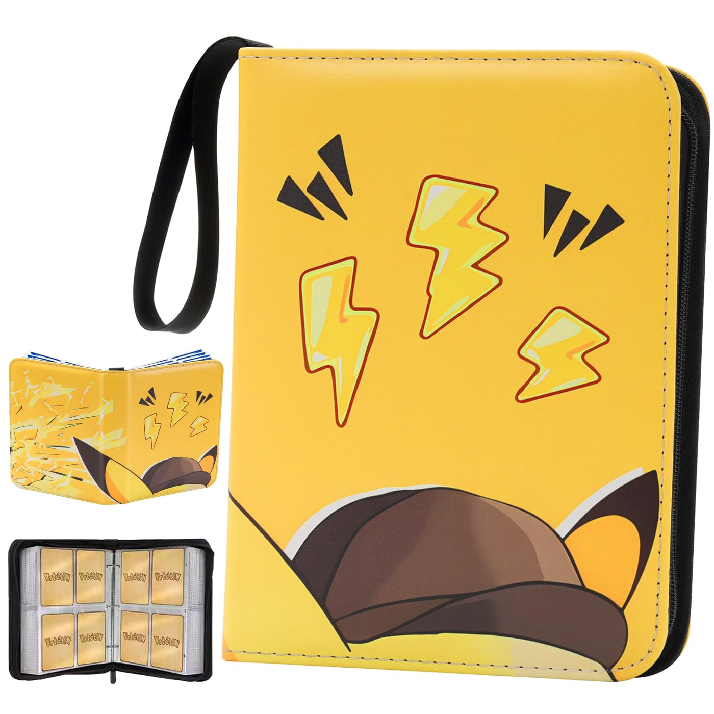 Photo 1 of 400 Pockets Cards Binder with Sleeves - Store and Protect Your -Card Collection - 3-Ring Binder with 4-Pocket Sleeves - Great for Trading Cards (400-Yellow)1