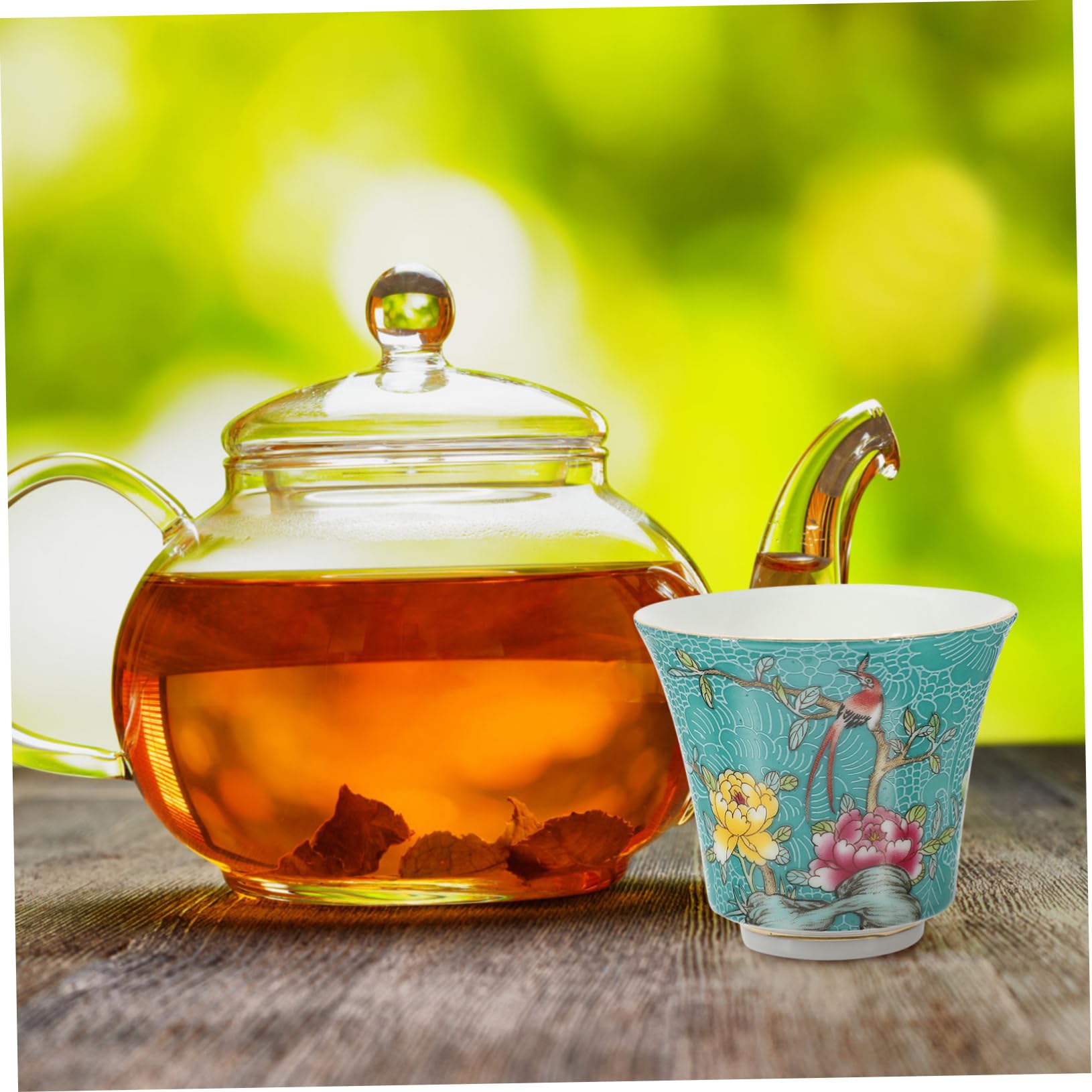 Tazza Da Tè in Retrò Decorativa Fiori e Uccelli Tazza Smaltata Per Bevande Calde e Fredde