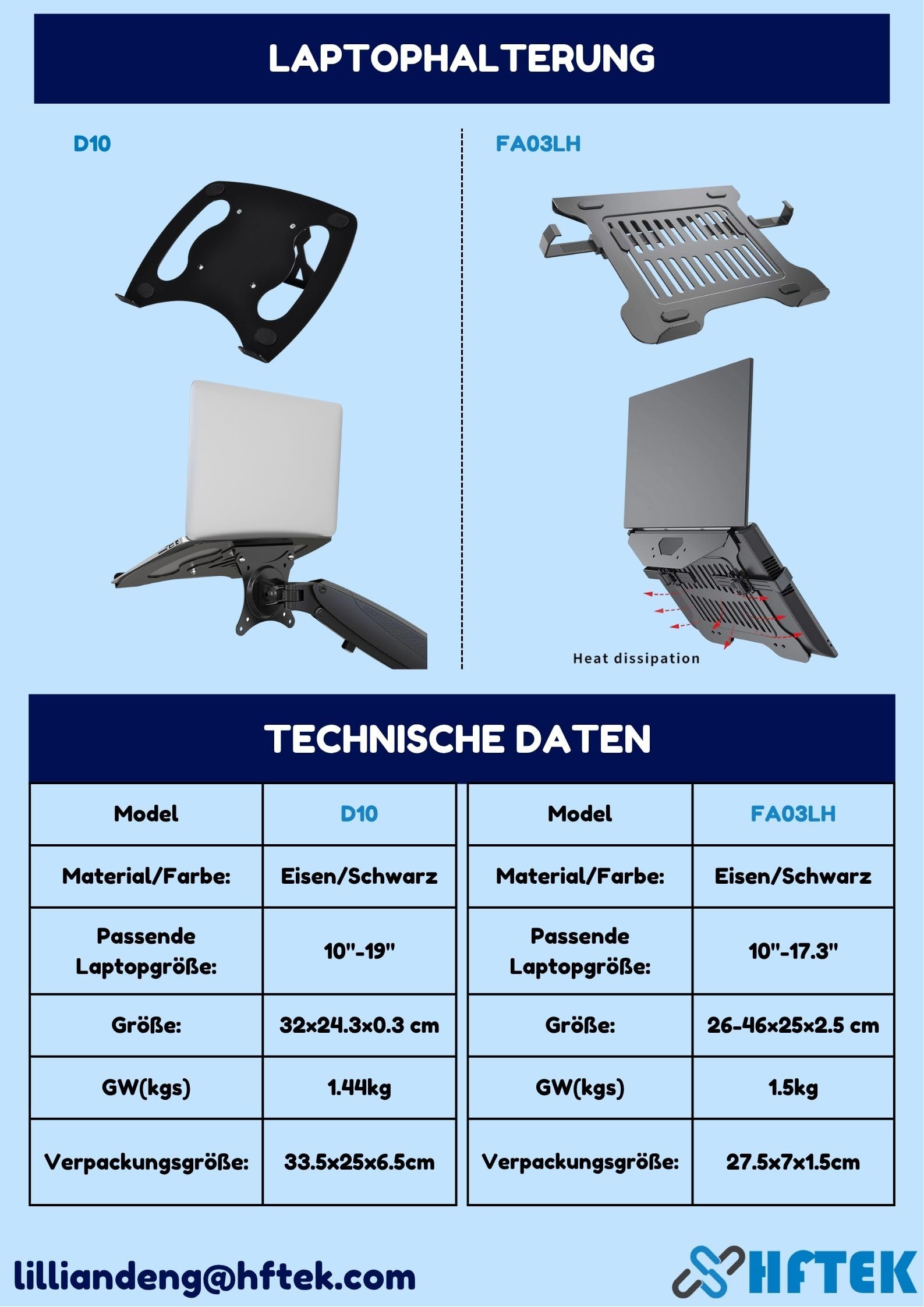 monTEK Verstellbare Laptop Ablage für Monitorarm