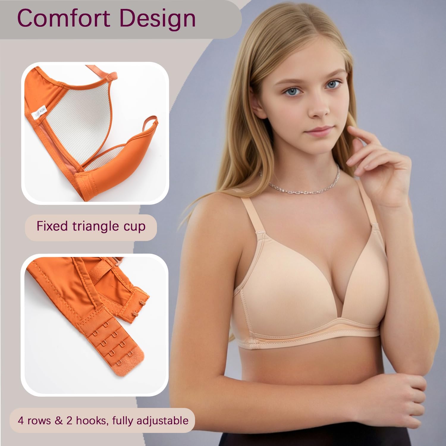 Girls Seamless Sports Bra 6 Pack Wire Free Bikini Bustier for Teens 10-18