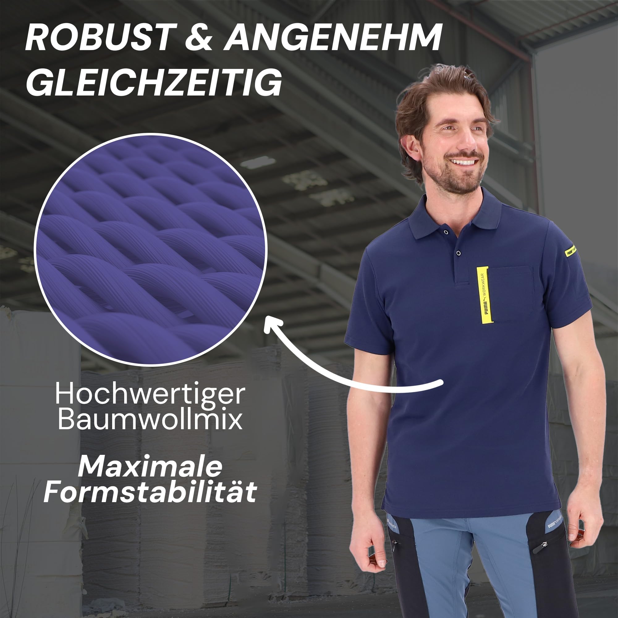 PUMA Workwear Advanced – Poloshirt Herren Kurzarm – Arbeitsshirt mit Brusttasche und Utility Fach an der Schulter – Strapazierfähiges, atmungsaktives und schnelltrocknendes Gewebe