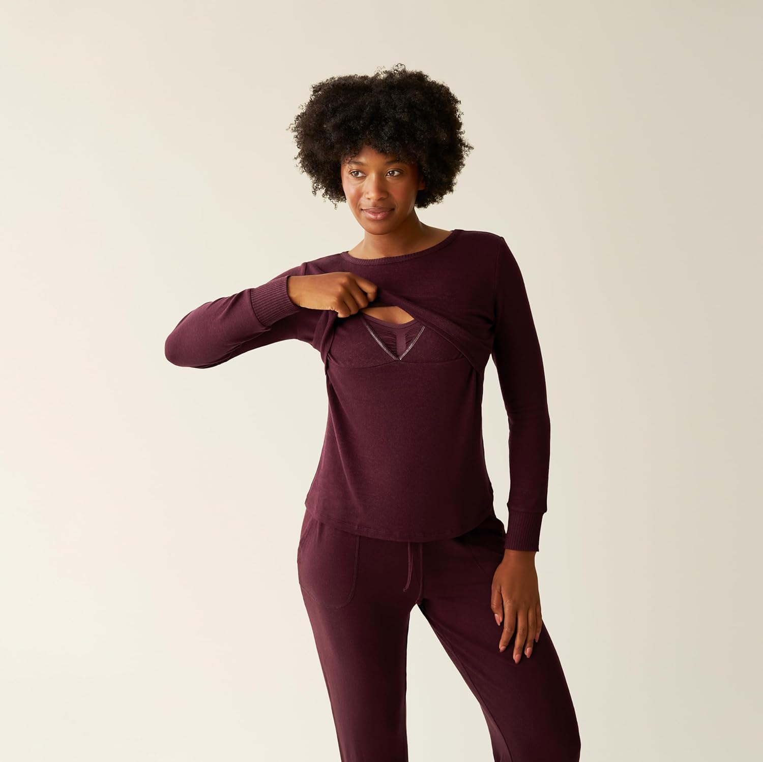 Kindred Bravely CozyKnit Maternity Pajamas & Postpartum Lounge Sets for Women, Long Sleeve Nursing Pajamas - Image 2