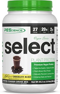 PEScience Select Vegan Plant Based Protein Powder, Chocolate, 27 Serving, Pea and Brown Rice Blend