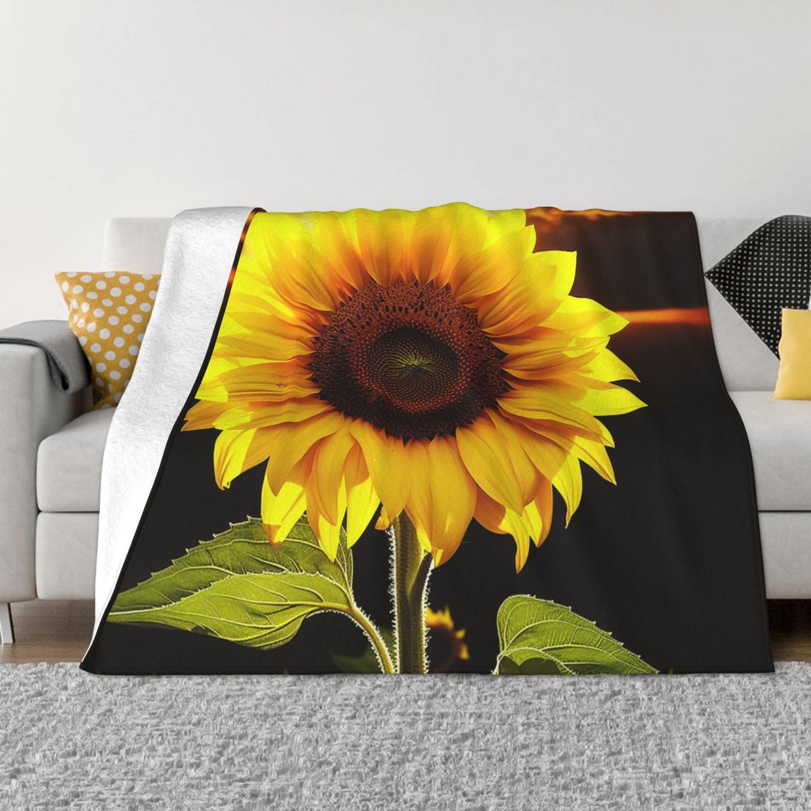 Couverture pour canapé en flanelle de microifbre supérieure au motif tournesol