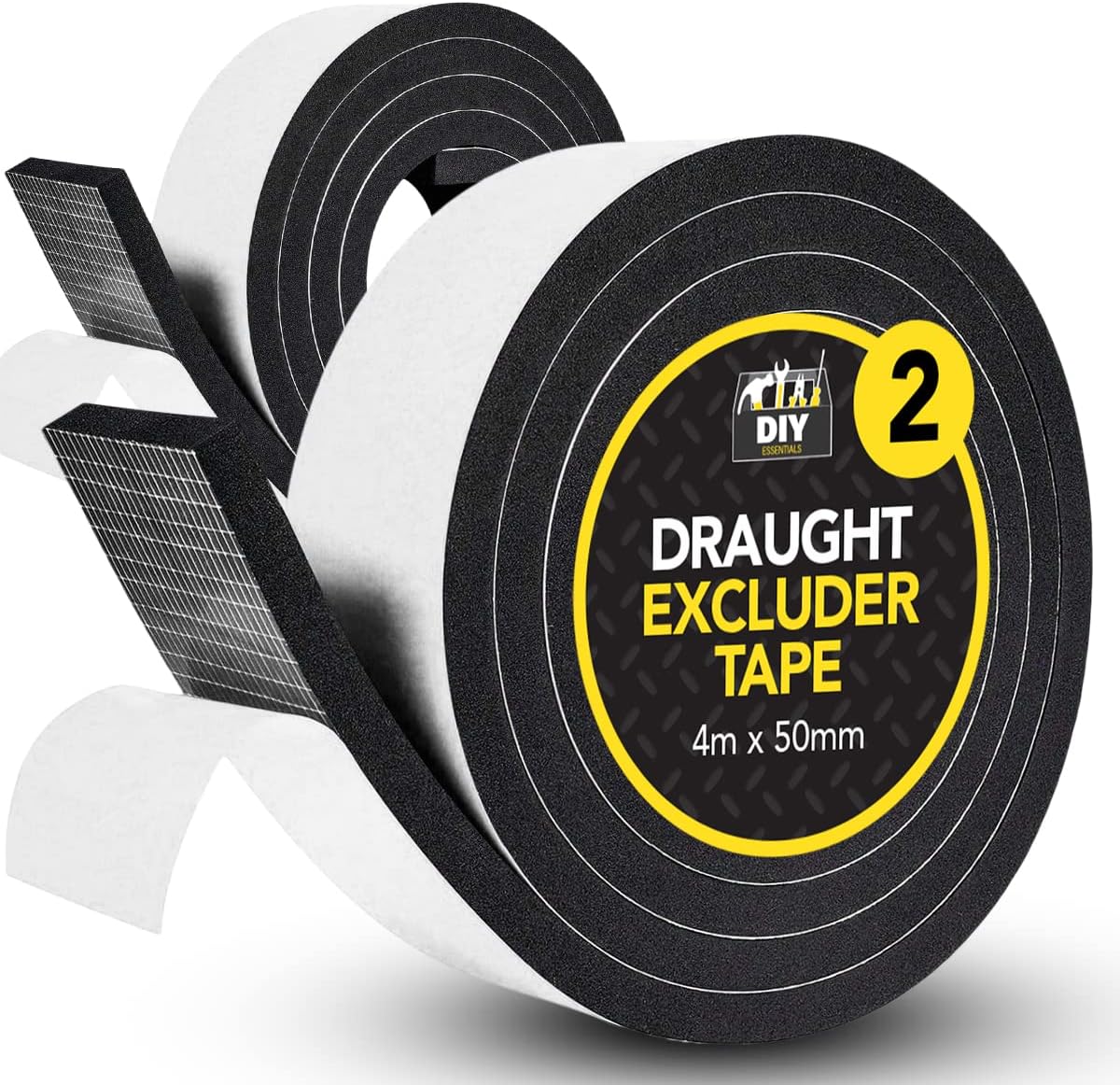 2pk Foam Tape 4m x 50mm Foam Draft Excluder Tape for Doors & Window