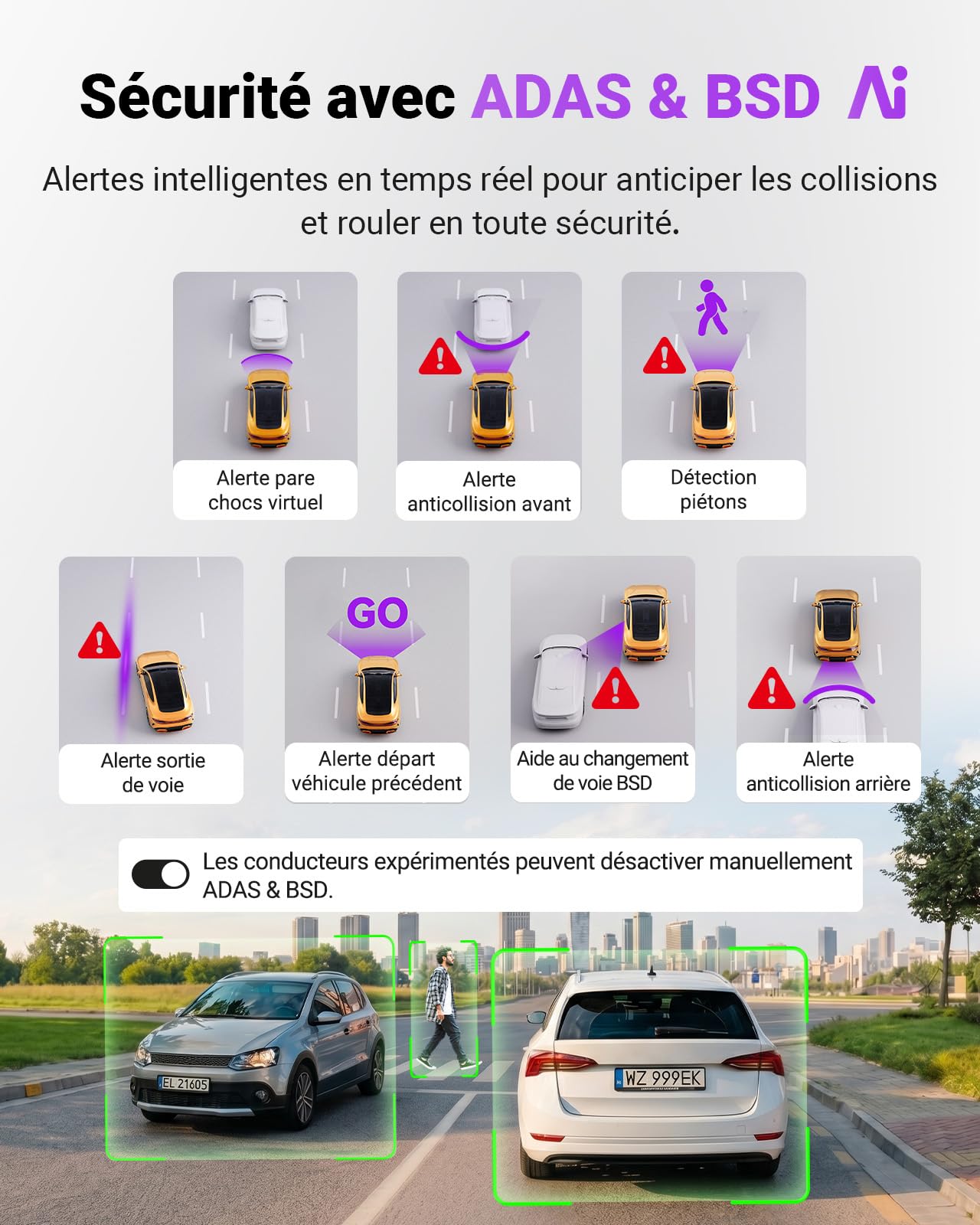 VANTRUE S1 Pro Dashcam Avant Arrière 2,7K+1080P 60fps,Caméra Embarquée Vision Nocturne STARVIS 2 HDR, WiFi 5GHz GPS,Mode stationnement 24h,Supercondensateur,CapteurG,Enregistrement cyclique,Max 512 Go