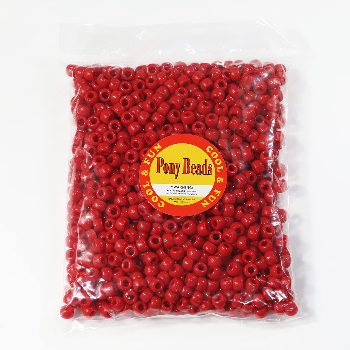 Bala&Fillic Size 6x9mm Red Pony Beads with Smooth Surface Total 1000pcs Craft Pony Beads for Making Bracelets (Red) - Image 3