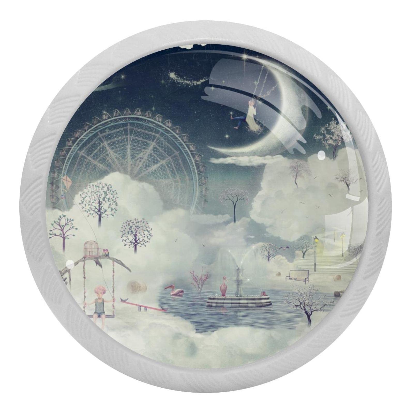 Poignées rondes fluorescentes Moon Dream en acier inoxydable pour finition de placard