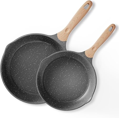 JEETEE Juego de sartenes antiadherentes, juego de 2 sartenes, sartén antiadherente de granito de 8 y 10 pulgadas, sartén antiadherente para tortilla
