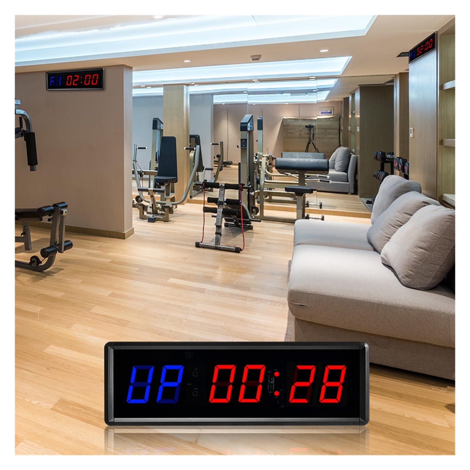 Licznik czasu fitness, Timer interwałowy fitness Możliwość ładowania, regulacja jasności, odliczanie, stoper, siłownia, zegar sportowy do użytku domowego