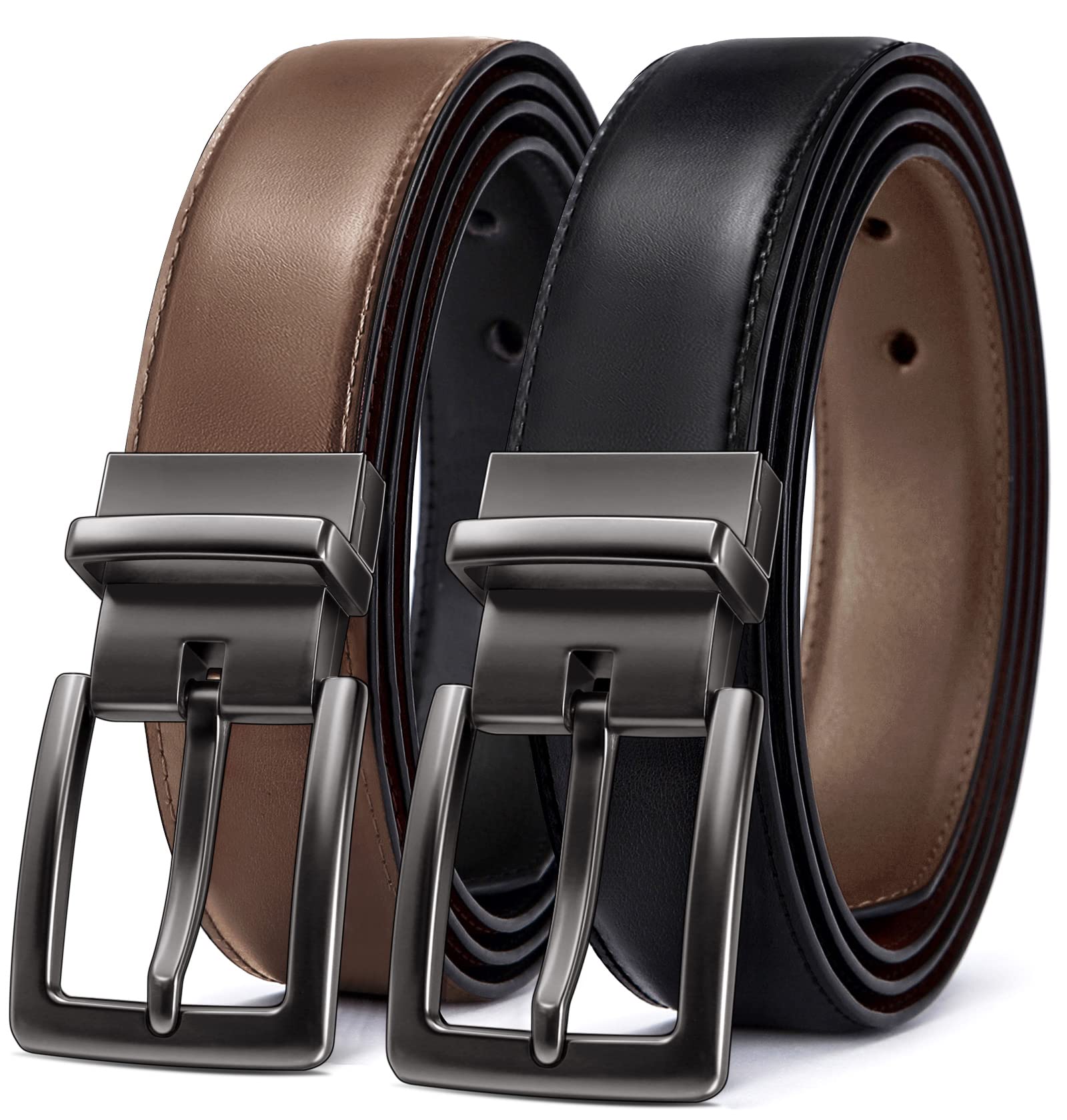 BULLIANT Cintura Uomo, Cintura Reversibile di Pelle 31mm Confezione Regalo,Dimensioni Regolabili