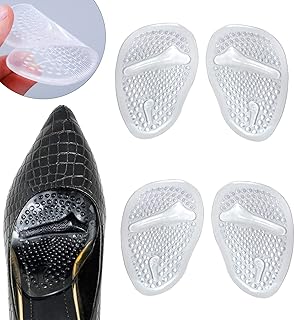 MEISO Ball of Foot Cushions for High Heels, 2 Pairs Women Metatarsal Pads Self Adhesive Gel Insole Pads Heels Cushion Pads Forefoot Pads All Day Foot Pain Relief Heel Snugs Shoe Inserts(Transparent)