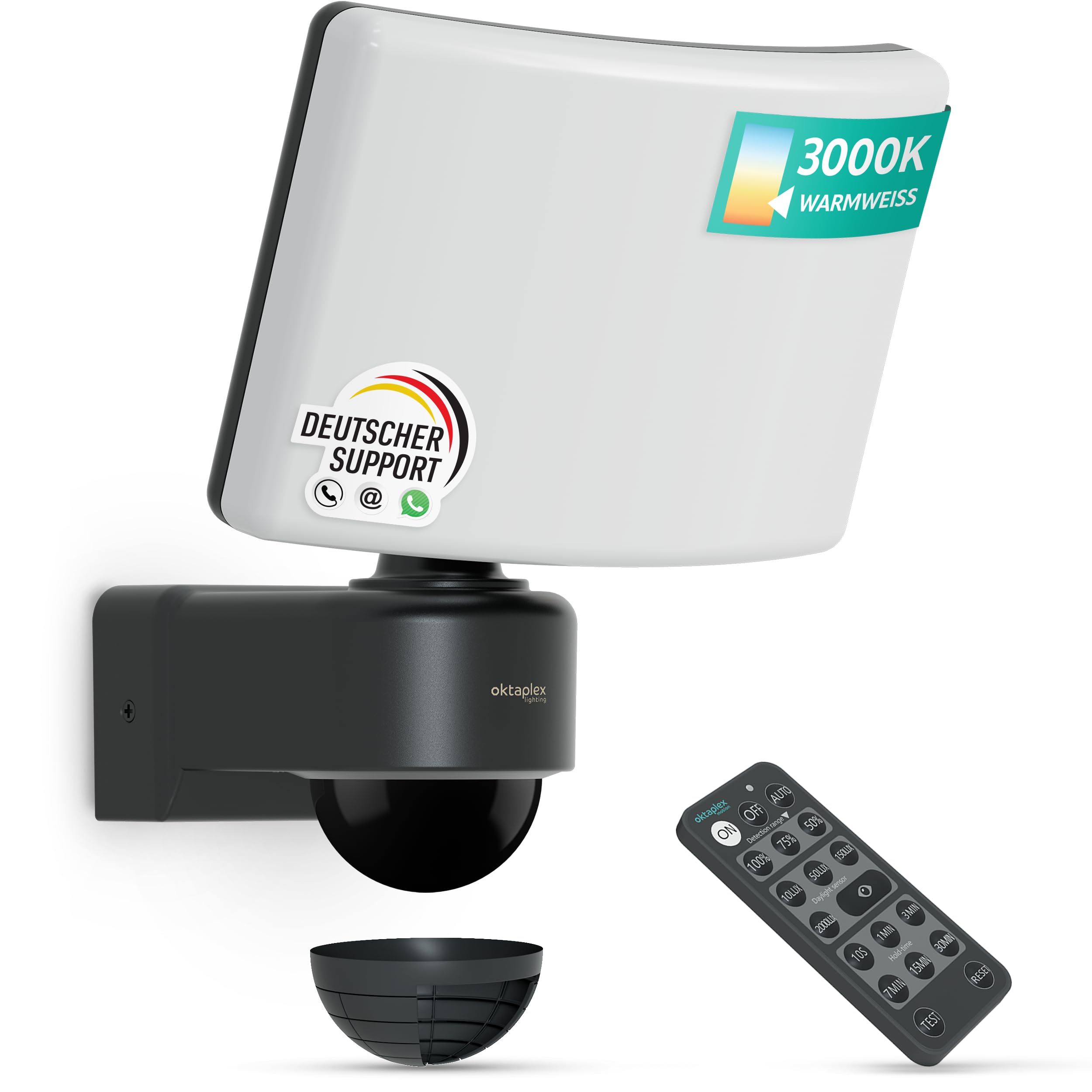 Oktaplex Cali LED Strahler mit Bewegungsmelder und Fernbedienung 2900lm warmweiß 3000K Außenlicht 26W IP65 Außenlampe anthrazit