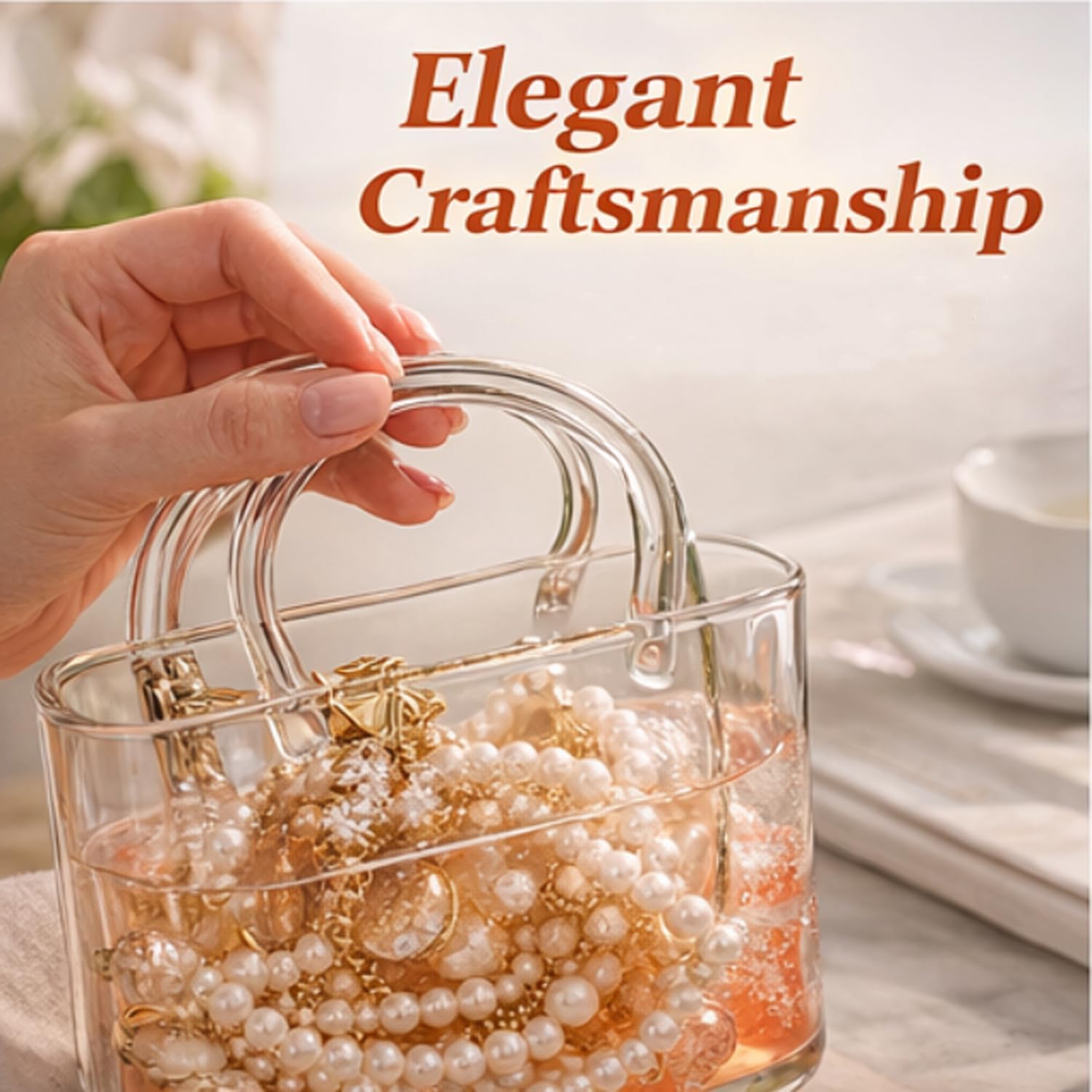 Glass Purse For Drinks, Purse Drinking Glass, 26oz Unique 𝐆lass Drink 𝐏urse With Straws, Creative Cocktail 𝐆lass Shaped 𝐏urse, For Fruit Juice, Tea, Flowers (4pcs)