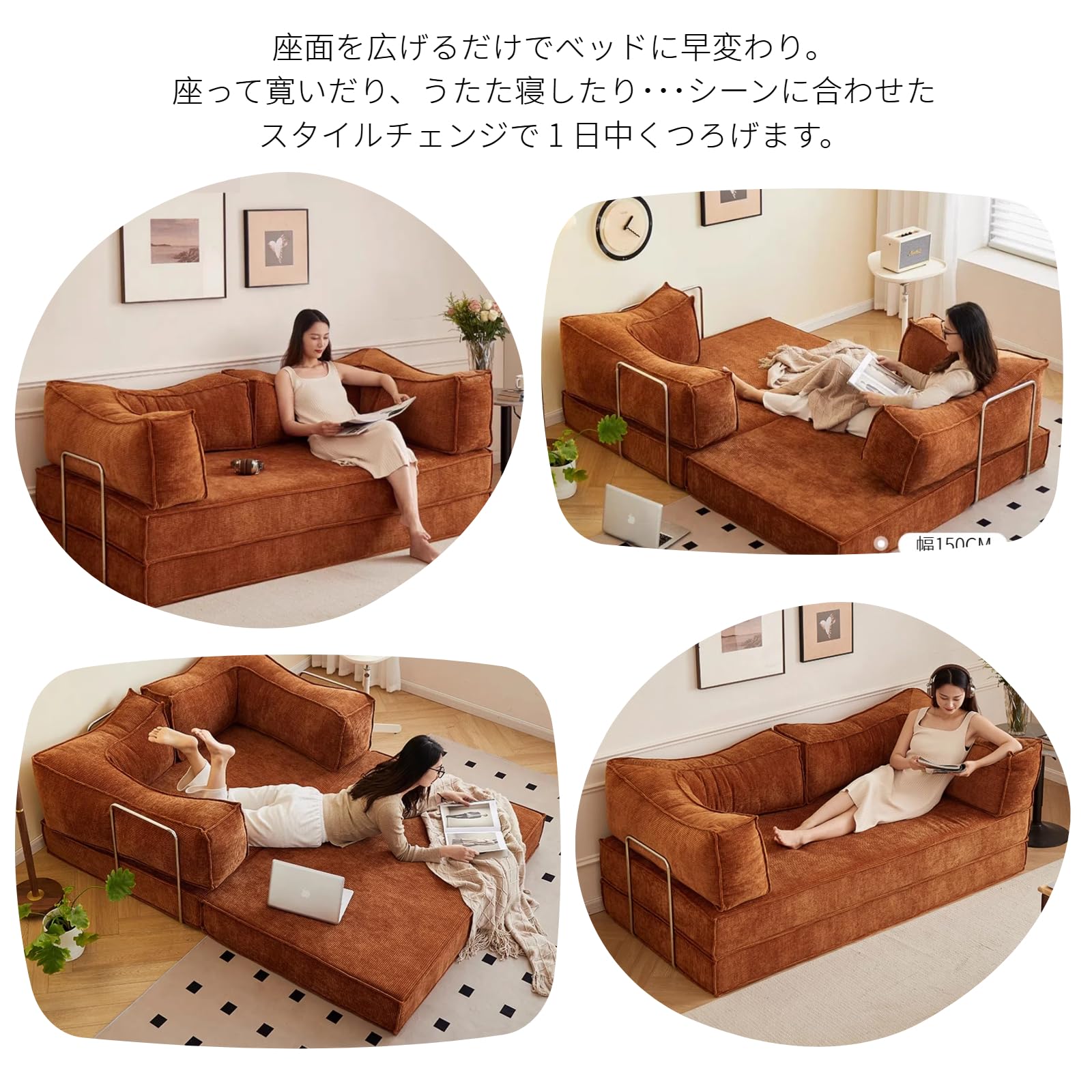 Amazon｜JIMSHUINIO ソファーベッド 2人掛け 3人掛け 一人用