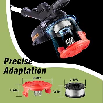 19-Pack AF-100 Weed Wacker String, Replacement for Black + Decker | AFS Automatic Feed Spool, 0.065 Trimmer Line for Black and Decker, 480ft Total, 16 Spools, 3 RC-100-P Caps and 3 Springs