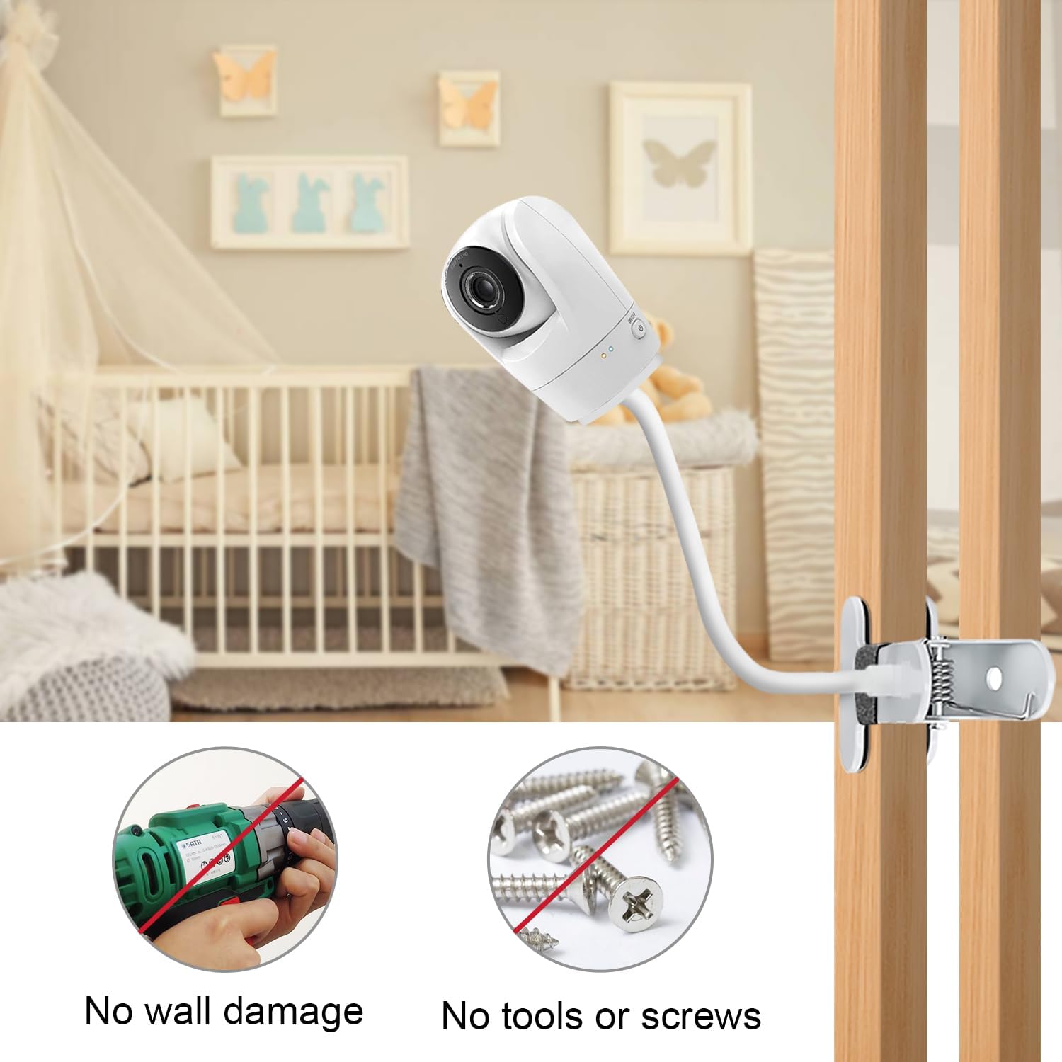 15.7 inches Baby Monitor Mount Compatible with VTech VM901, VM924, VM928, VM923, RM7764, RM5764, RM5754 Flexible Clip Clamp Mount Long Gooseneck Arm