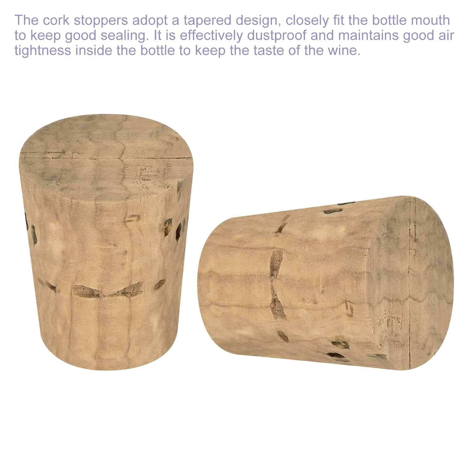 Conical Cork Stopper 20.6 x 15.9 x 25.4 mm Natural Cork Waterproof Soft for Wine Bottles Beer Crafts Replacement Caps Laboratory Supplies Wood Colour